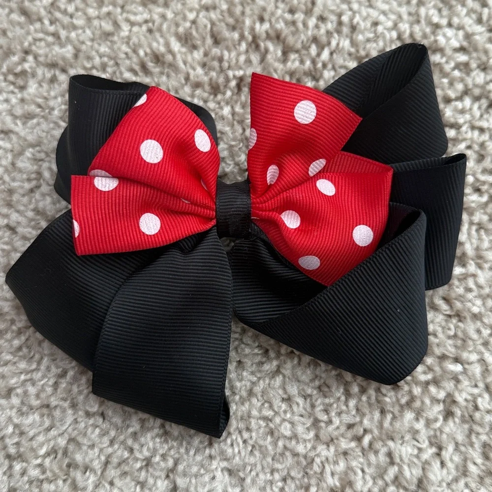 Red and Black Polka Dot Bow